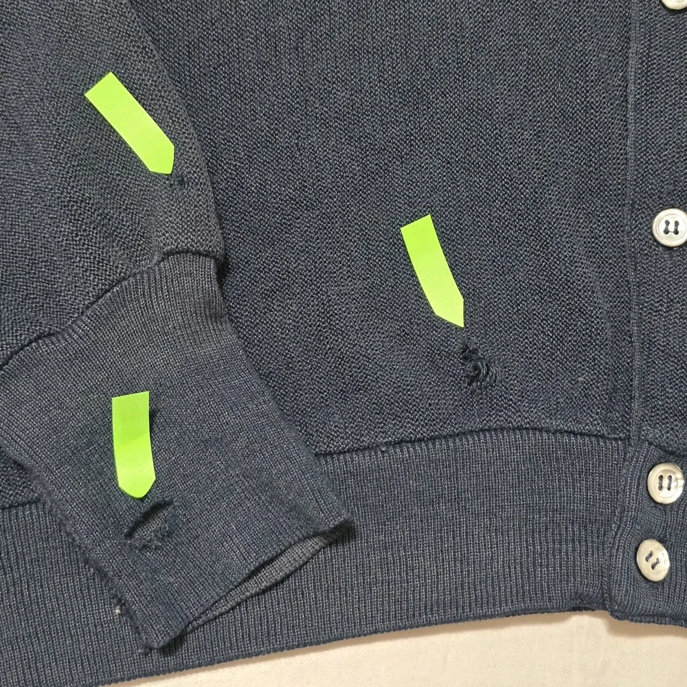Vintage 70s/80s Izod Lacoste Cardigan Sweater Men's XL Navy Blue Orlon USA Made